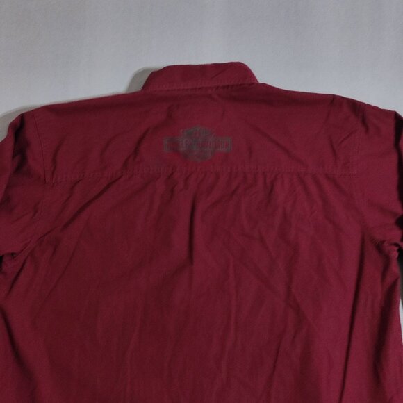 Harley-Davidson casual button down shirt men's size L maroon printed brand name - Picture 4 of 13